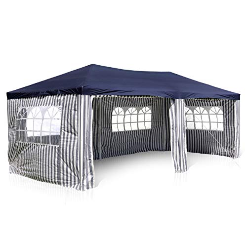 Nexos GM36077 PE-Pavillon Partyzelt mit 4 Seitenteilen und 2 Eingängen für Garten Terrasse Feier...