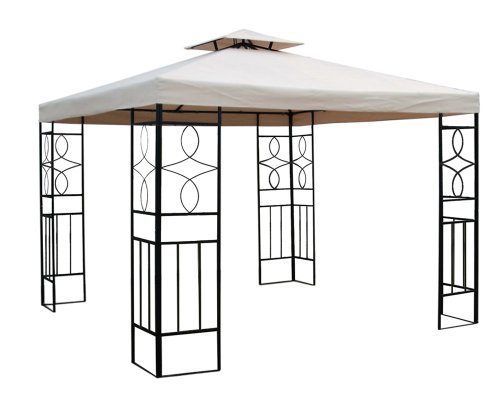 WASSERDICHTER Pavillon BEIGE Festzelt ROMANTIKA Metall inkl. Dach wasserfest Partyzelt