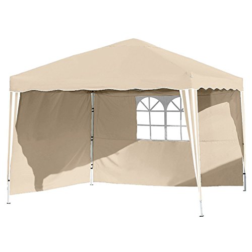 Vanage Pavillon Stella beige aus Aluminium mit 2 Seitenwänden, 300x300x260cm, Faltpavillon...