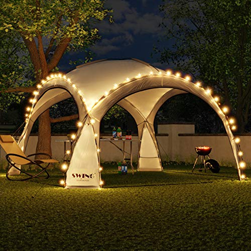 Swing & Harmonie LED Event Pavillon 3,6 x 3,6m DomeShelter Garten Pavillion inkl. Solarmodul...